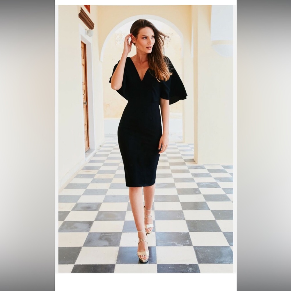 Dress the Population Women's Louisa Midi Plunging Dress